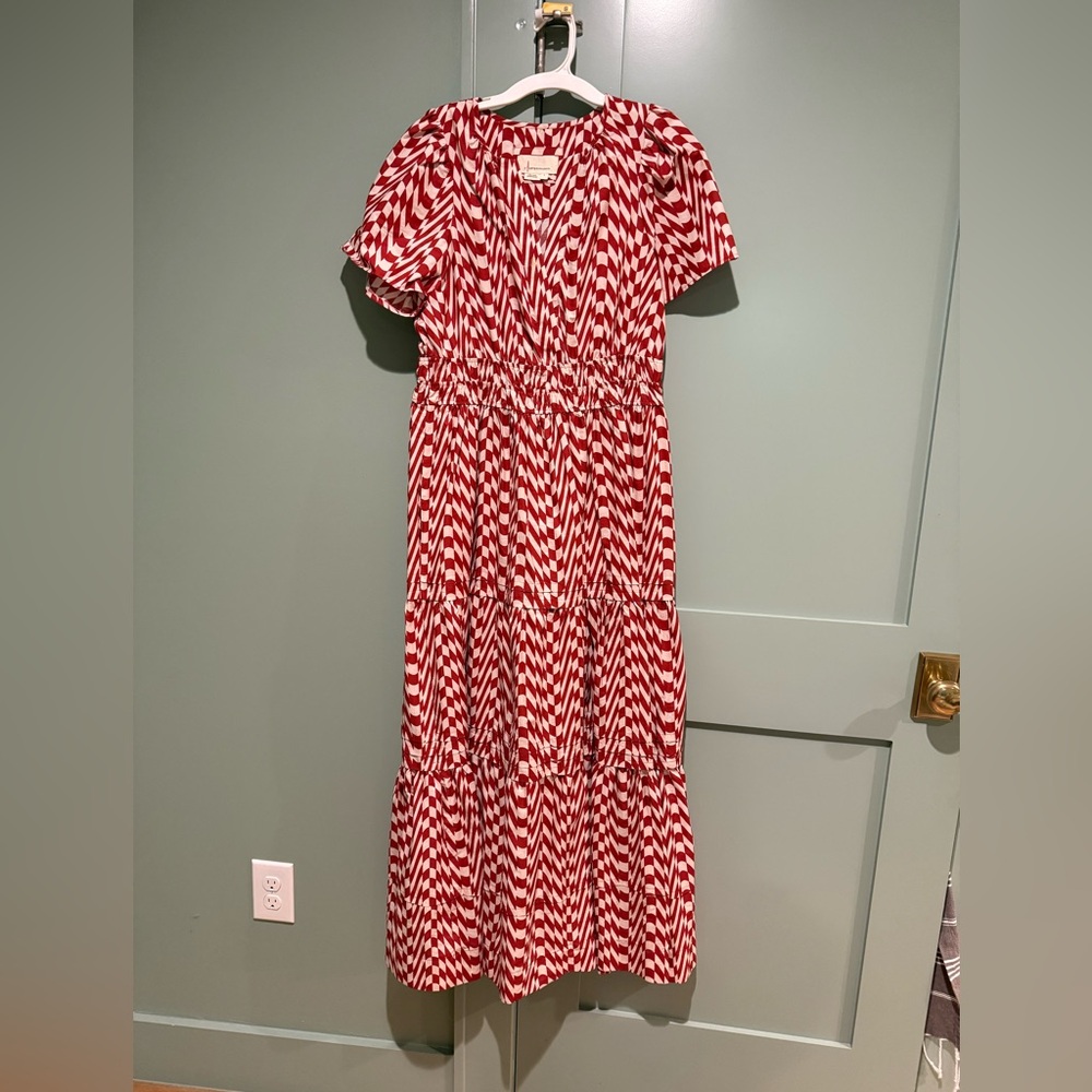 Anthropologie Burnt Orange and White Somerset Maxi Dress